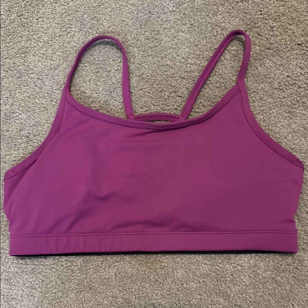 Fabletics Purple Sports Bra with Spaghetti Straps and Cropped Fit